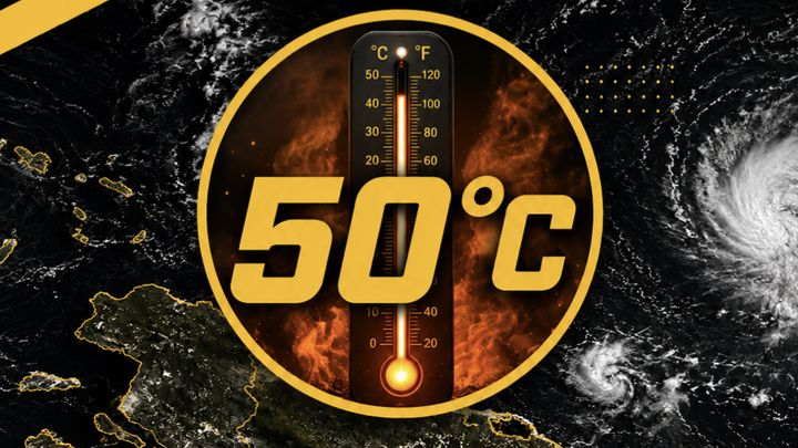 Gráfico de Thrumoto con un termómetro marcando 50 °C sobre un mapa satelital del Caribe y el texto Alerta Thrumoto